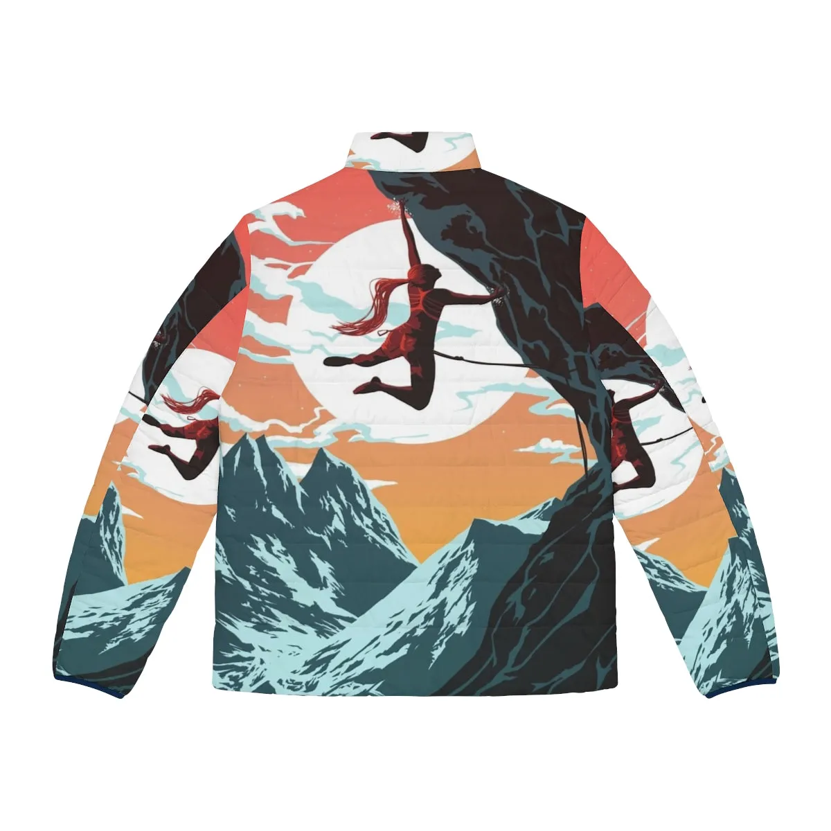 Adventurous Climbing Vector Art Puffer Jacket