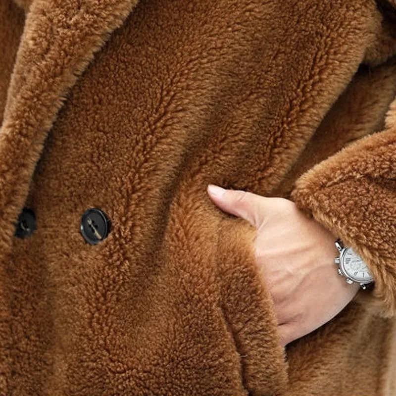 BACKWOODS | Men's Warm Solid Color Teddy Plush Lapel Long Coat