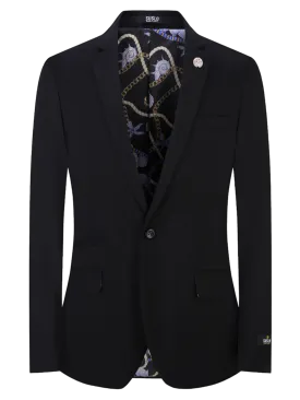 Black Men's Blazer Jacket Stretch Fabric Notch Lapel Slim-Fit Style-S1601 Black Men's Blazer Jacket Stretch Fabric Notch Lapel Slim-Fit Style-S1601