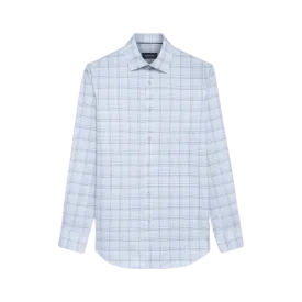 BUGATCHI: James Plaid Check OoohCotton® Shirt- White