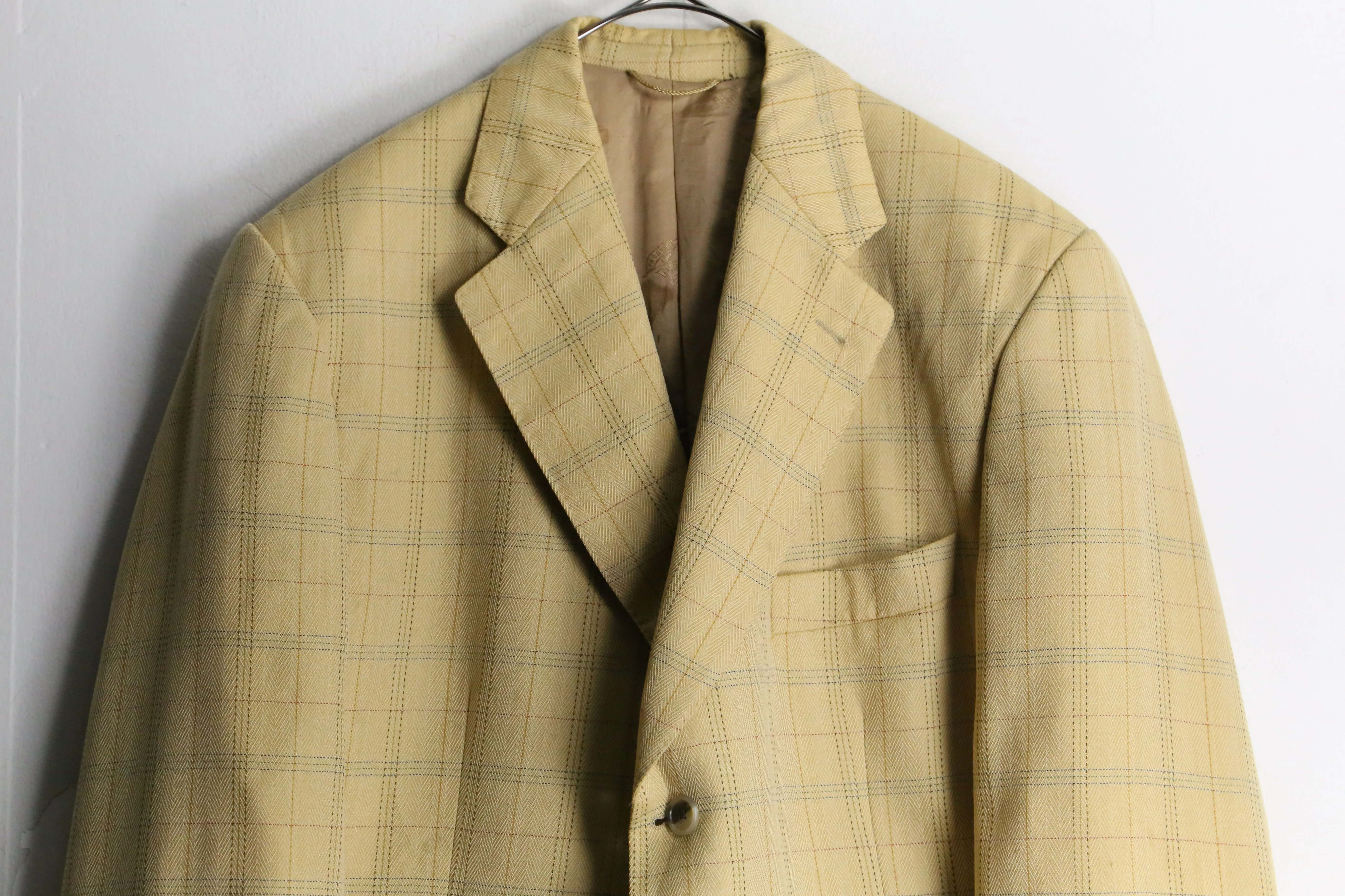 “Burberry’s” yellow beige check 3B single tailored jacket