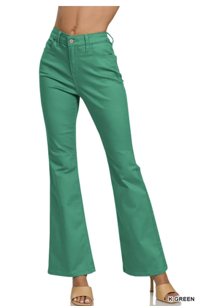 HIGH-RISE BOOTCUT COLOR DENIM PANTS