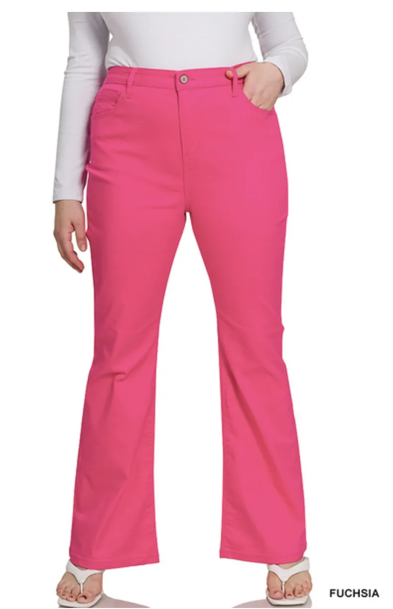 HIGH-RISE BOOTCUT COLOR DENIM PANTS
