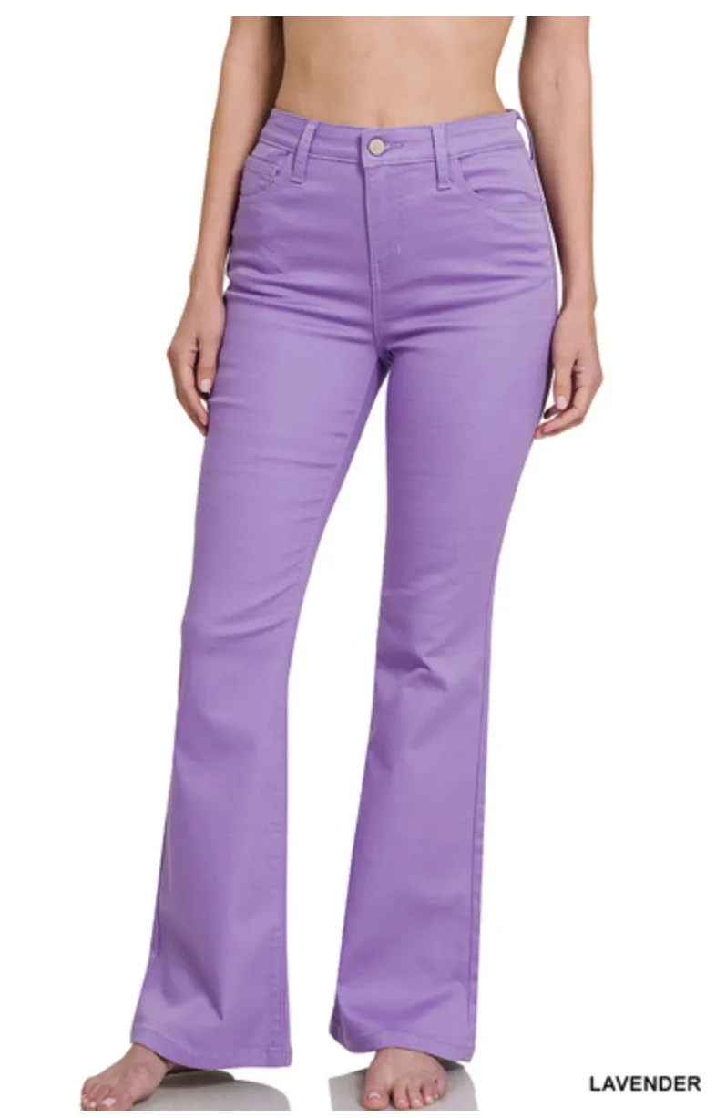 HIGH-RISE BOOTCUT COLOR DENIM PANTS