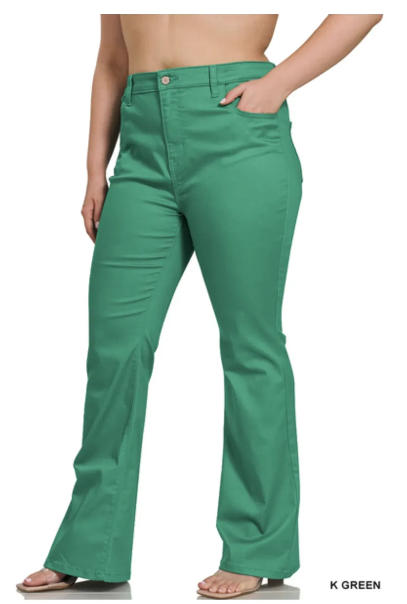 HIGH-RISE BOOTCUT COLOR DENIM PANTS