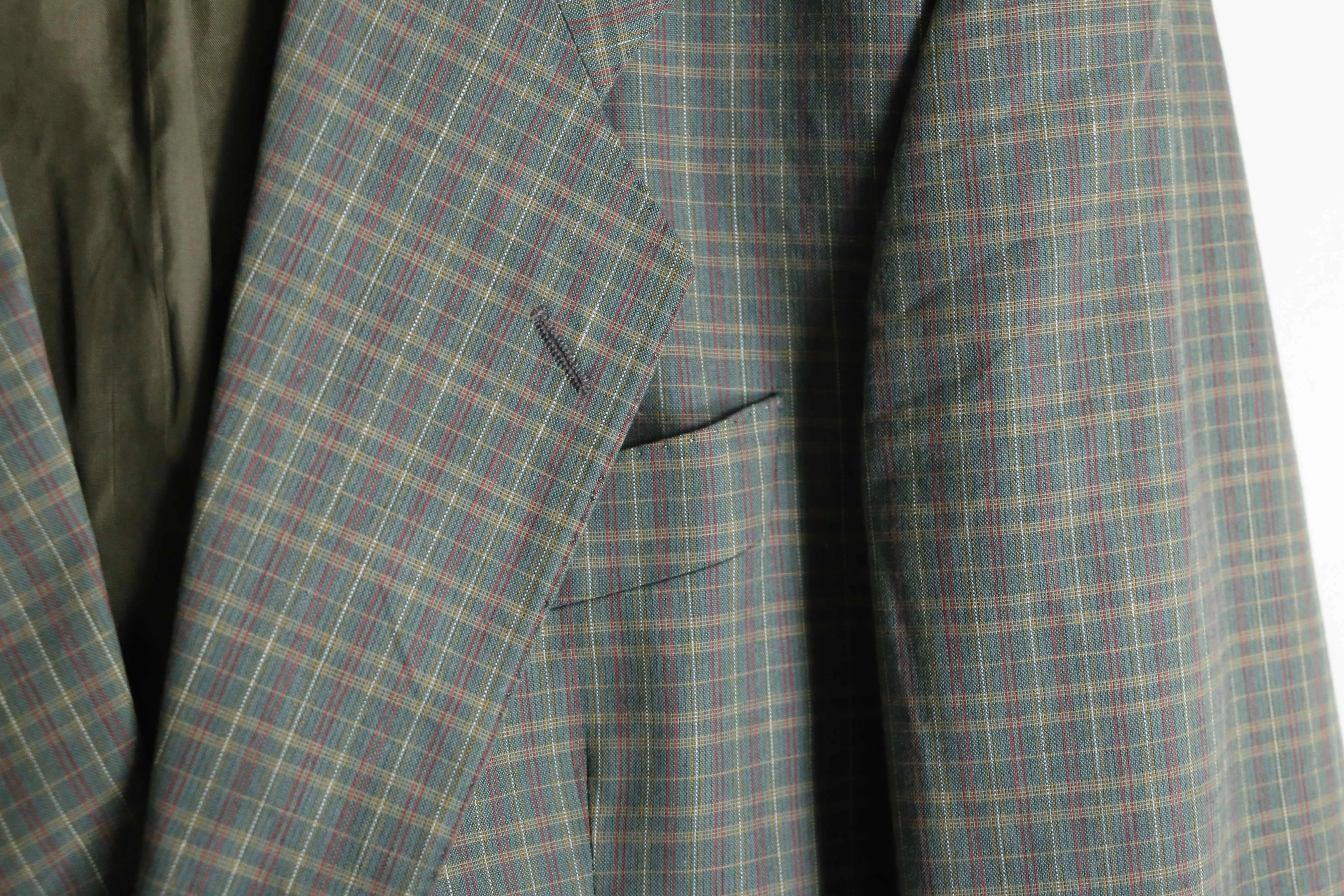 “HUGO BOSS” green check pattern 2B tailored jacket