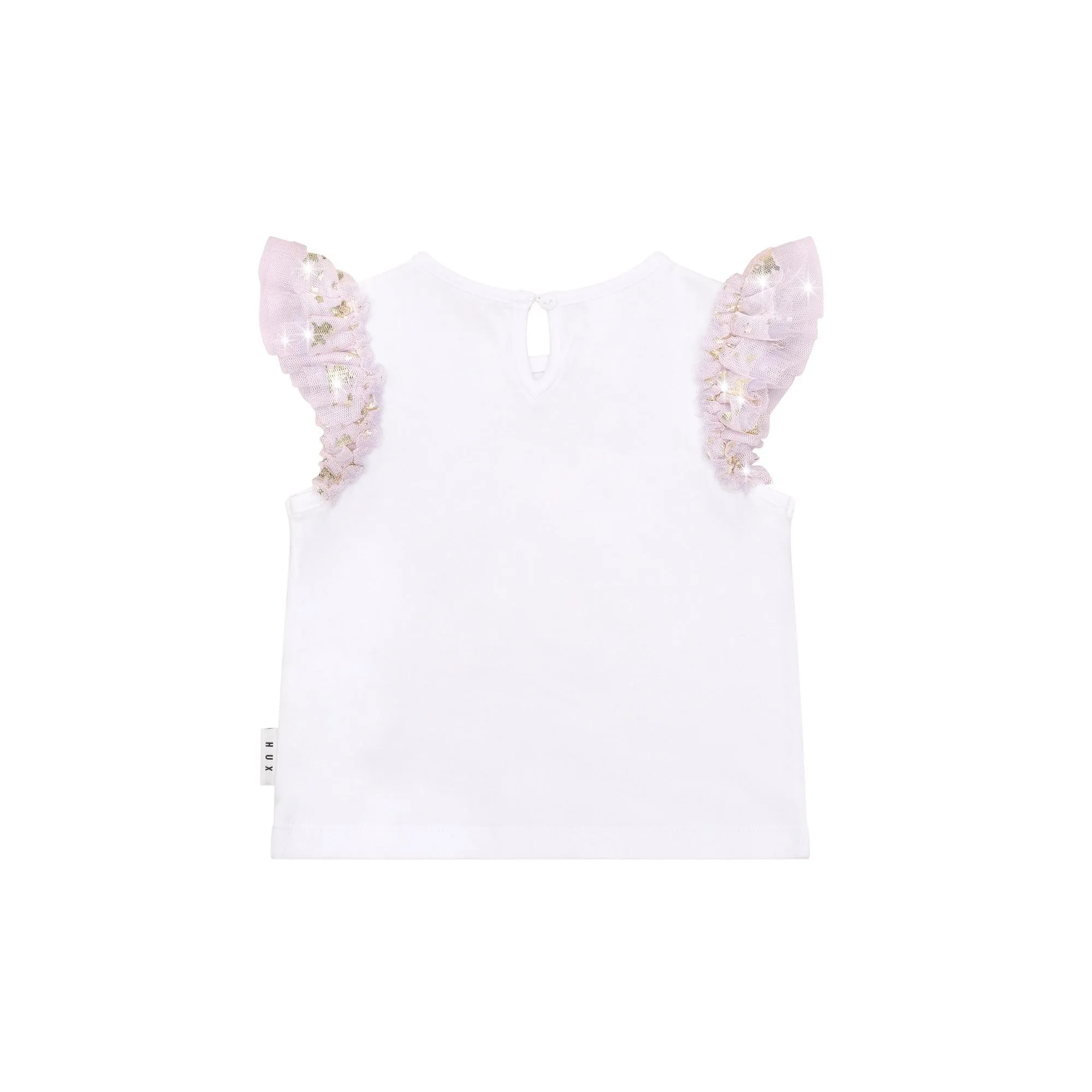 Huxbaby Reindeer Tulle Sleeve T-Shirt - White