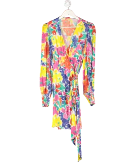 Kitri Multicoloured Lise Printed Jacquard Mini Wrap Dress UK 14