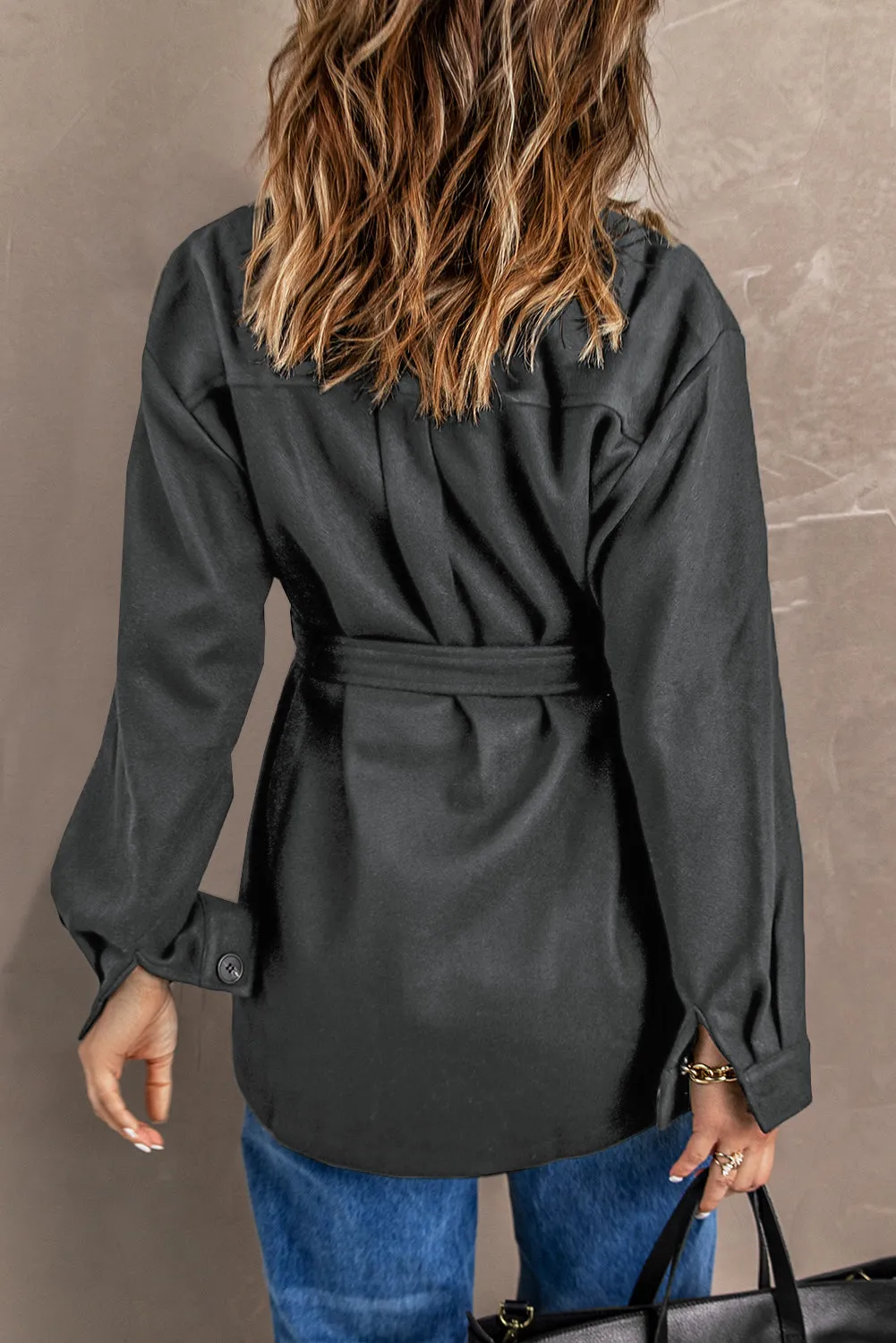 Lapel Button-Down Coat with Chest Pockets