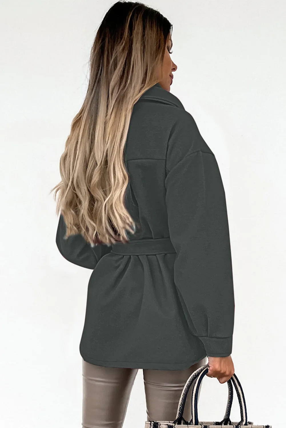 Lapel Button-Down Coat with Chest Pockets