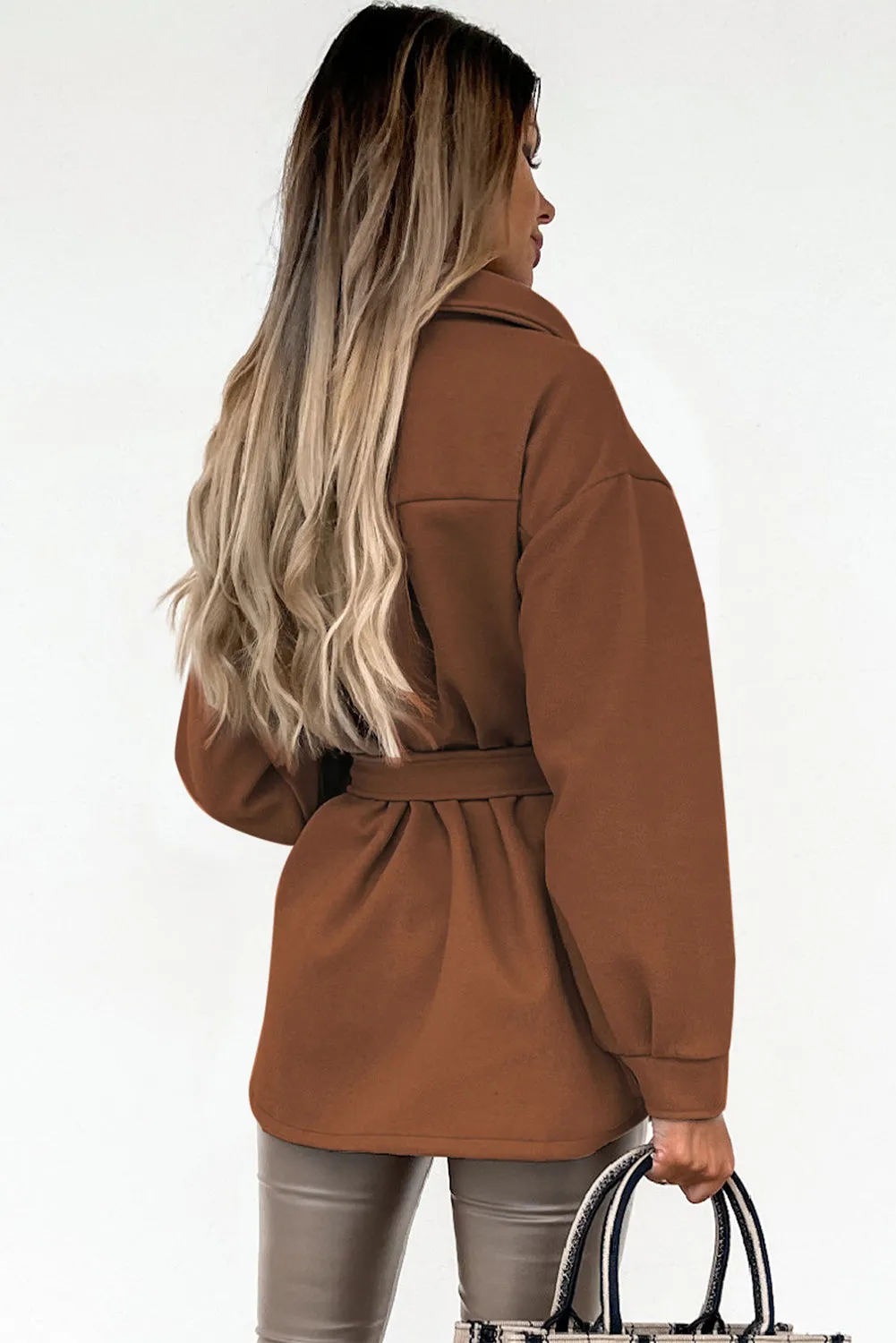 Lapel Button-Down Coat with Chest Pockets