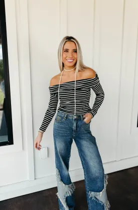 Lilah Striped Top - Black/Beige Lilah Striped Top - Black/Beige