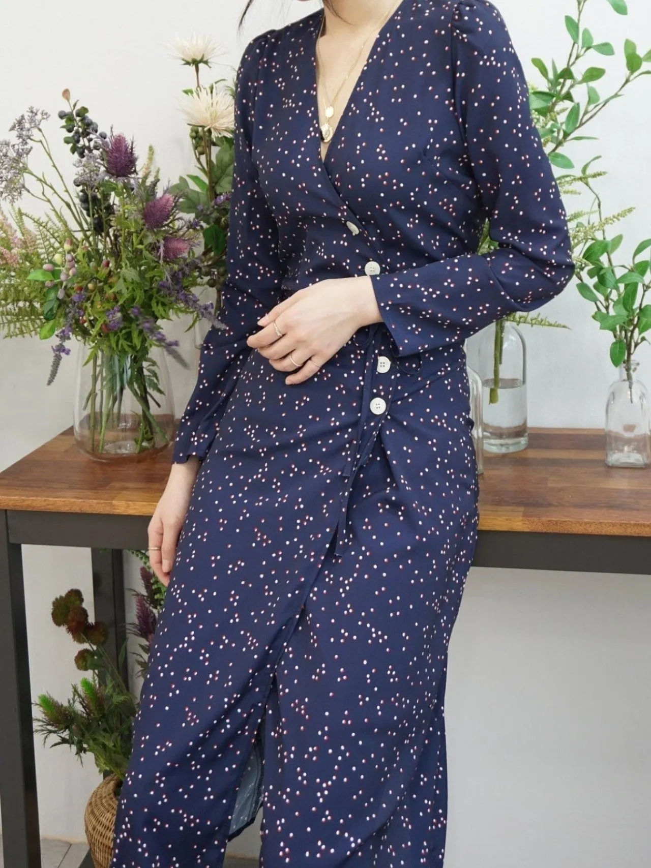 LONG SLEEVE GAVIN WRAP DRESS