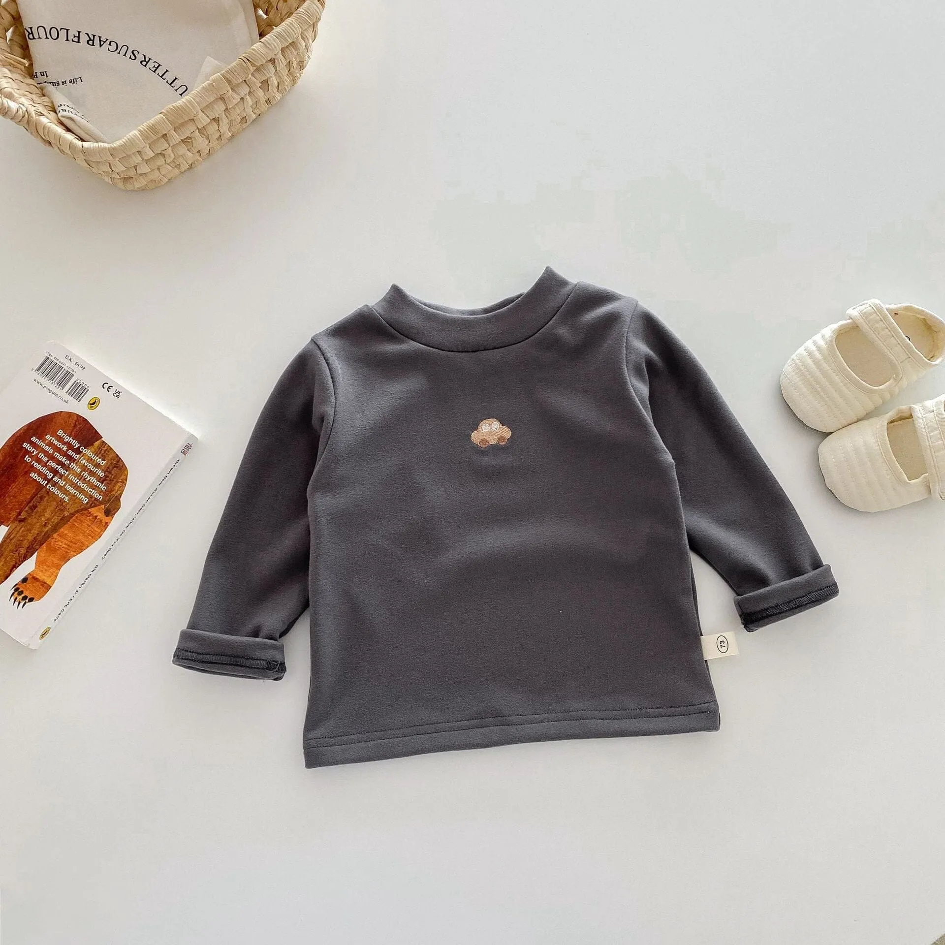 Luna Cartoon Embroidered Thermal Long Sleeve Top