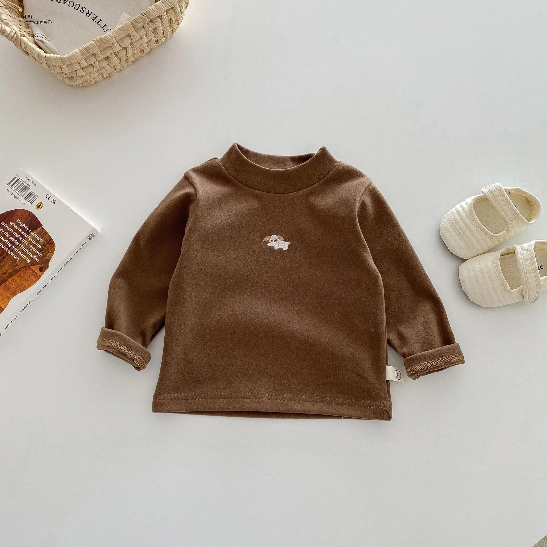 Luna Cartoon Embroidered Thermal Long Sleeve Top