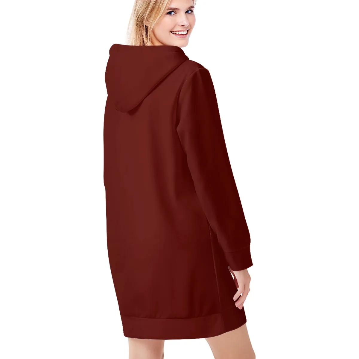 Maroon Autumn Night Hoodie Dress