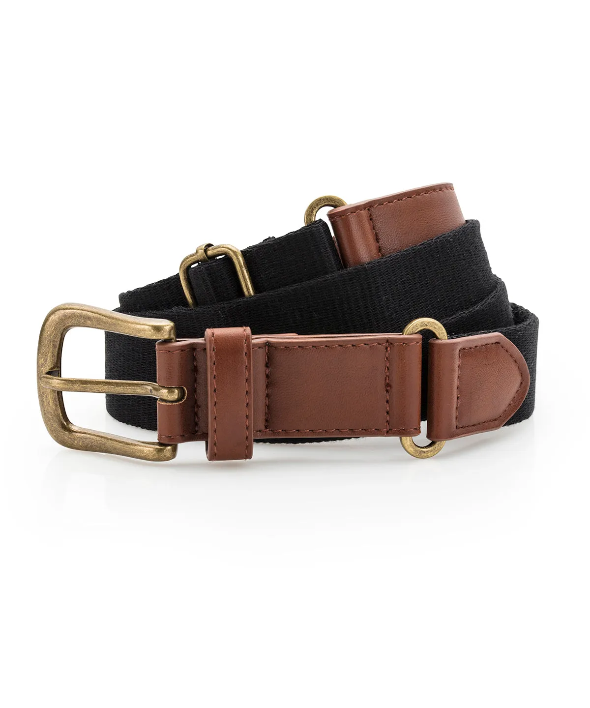 Natural - Faux leather and canvas belt