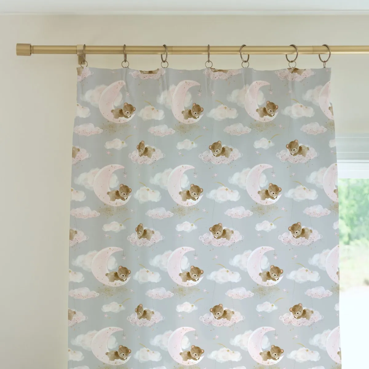 Pink Teddy Bear Curtain Panel