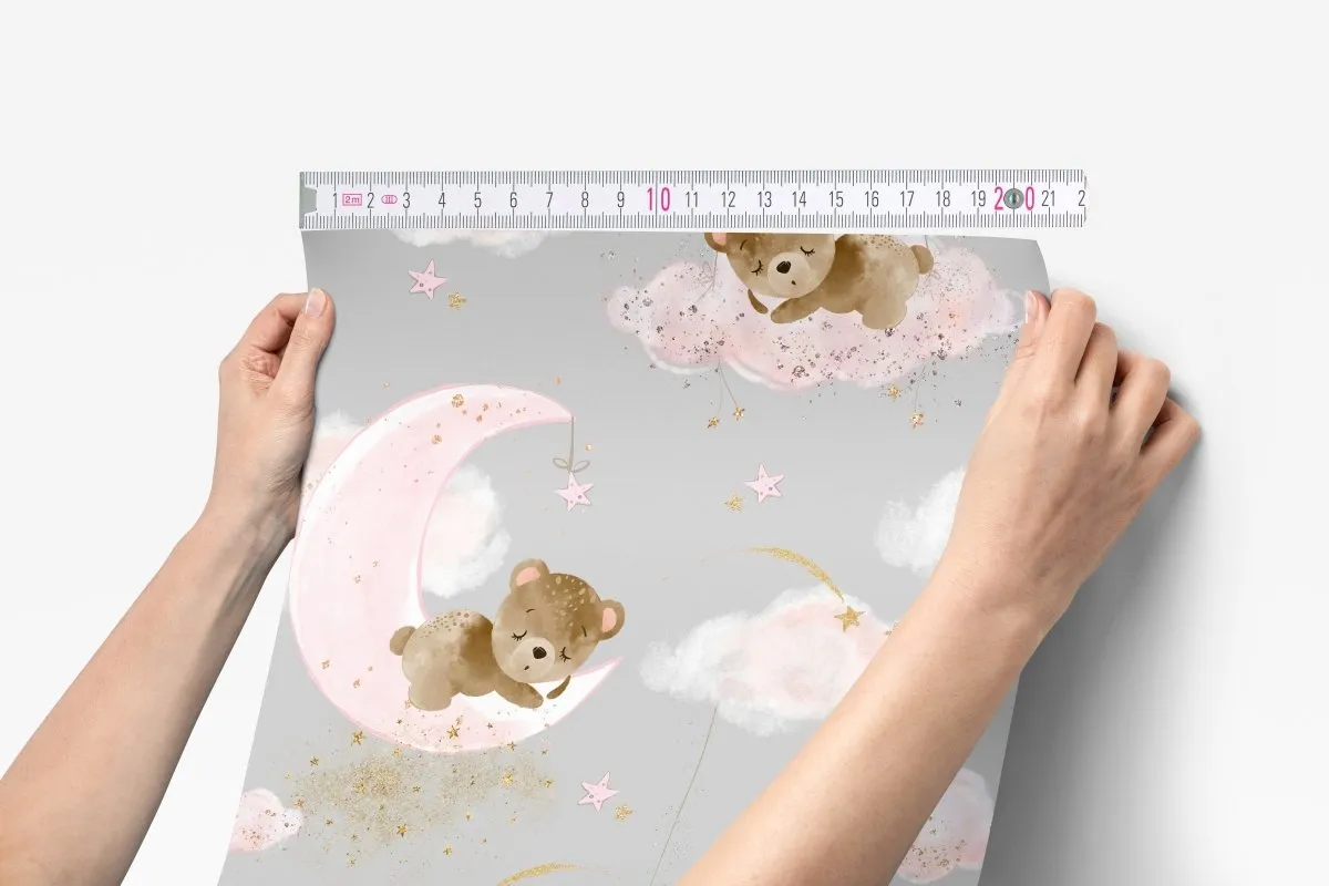 Pink Teddy Bear Peel & Stick Wallpaper