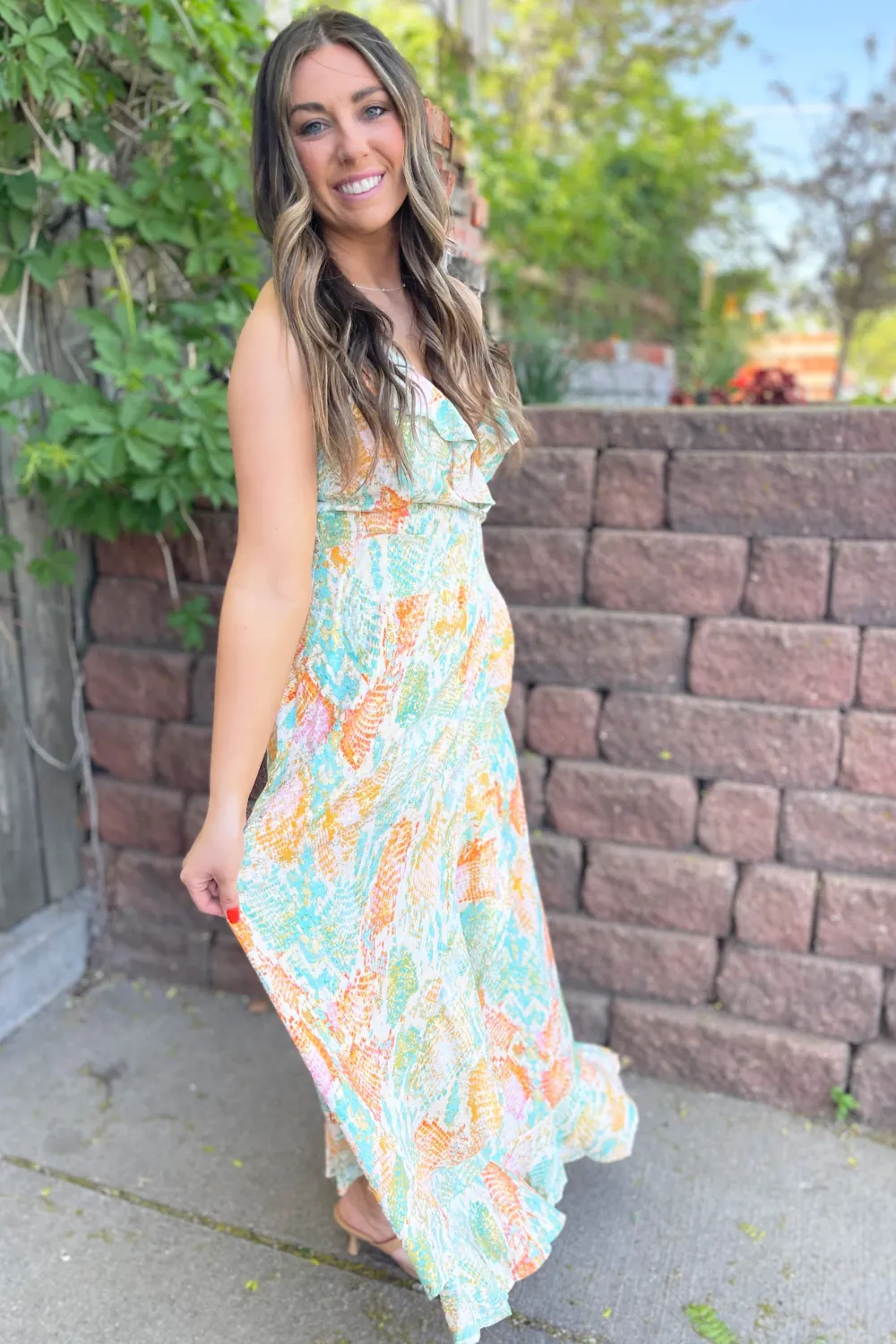 Ruffle Wrap Maxi Dress
