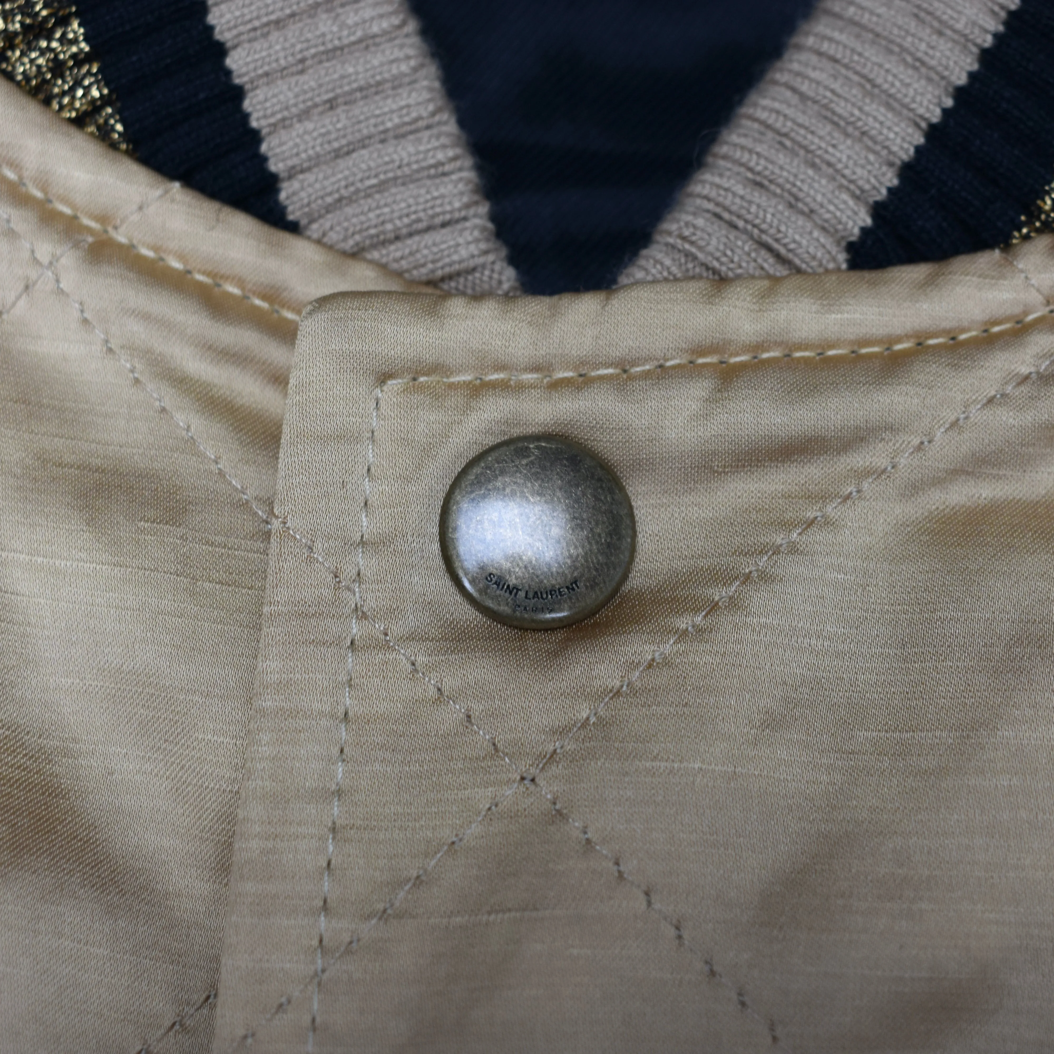 Saint Laurent - Gold Quilted Viscose Teddy Jacket