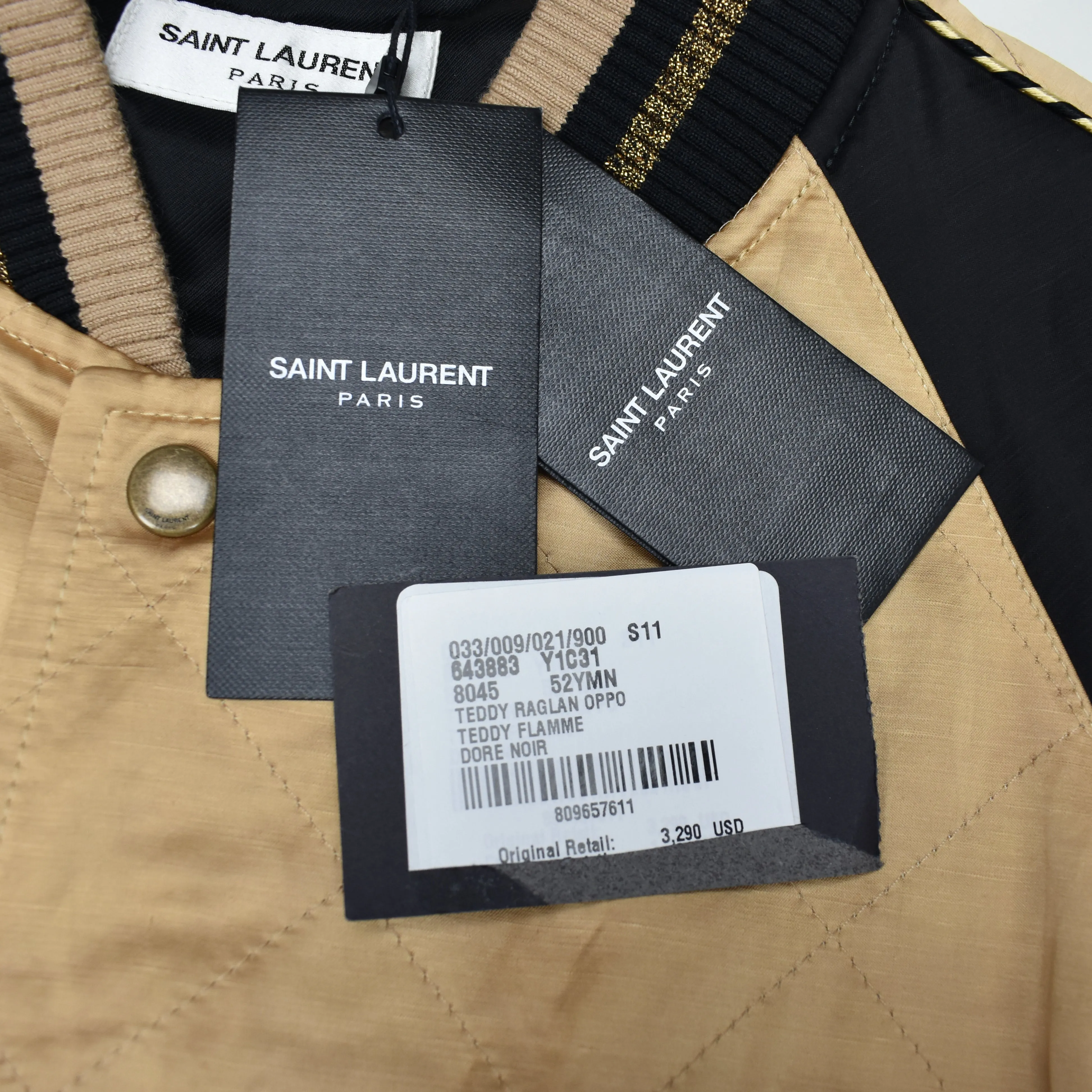 Saint Laurent - Gold Quilted Viscose Teddy Jacket