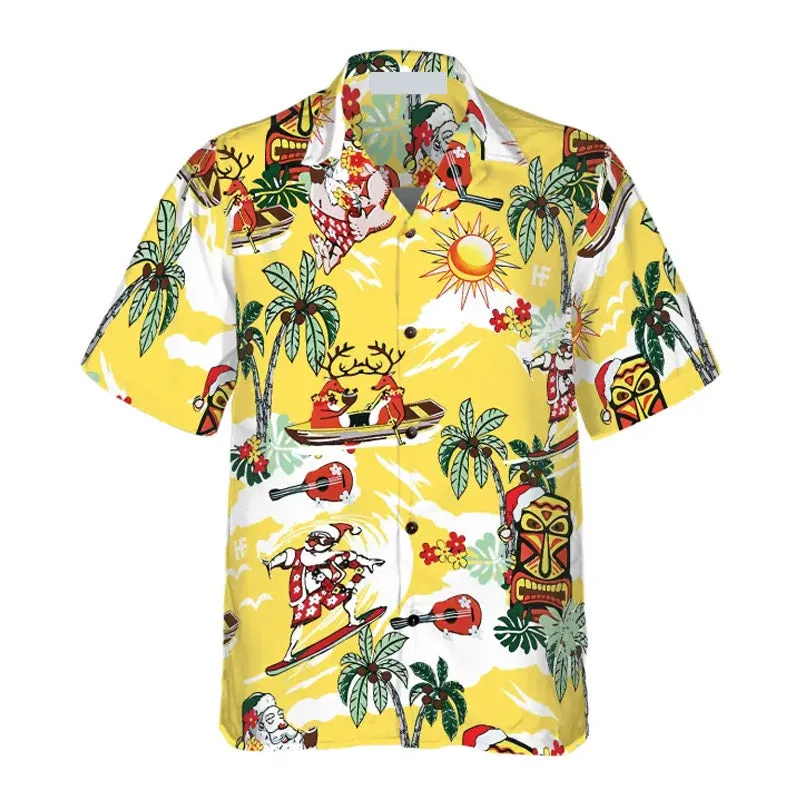 Santa Claus Reindeer Summer Hawaiian Shirt