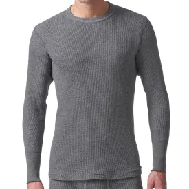 STANFIELD'S 9513 Men's Long Sleeve Waffle-Knit Crew Neck Charcoal Thermal Shirt