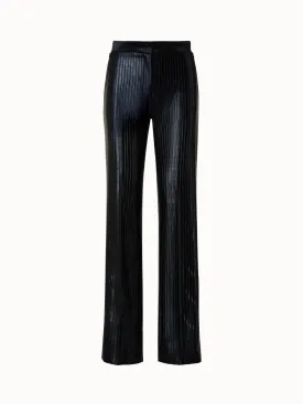 Straight Techno Pants with Striped Embroidery
