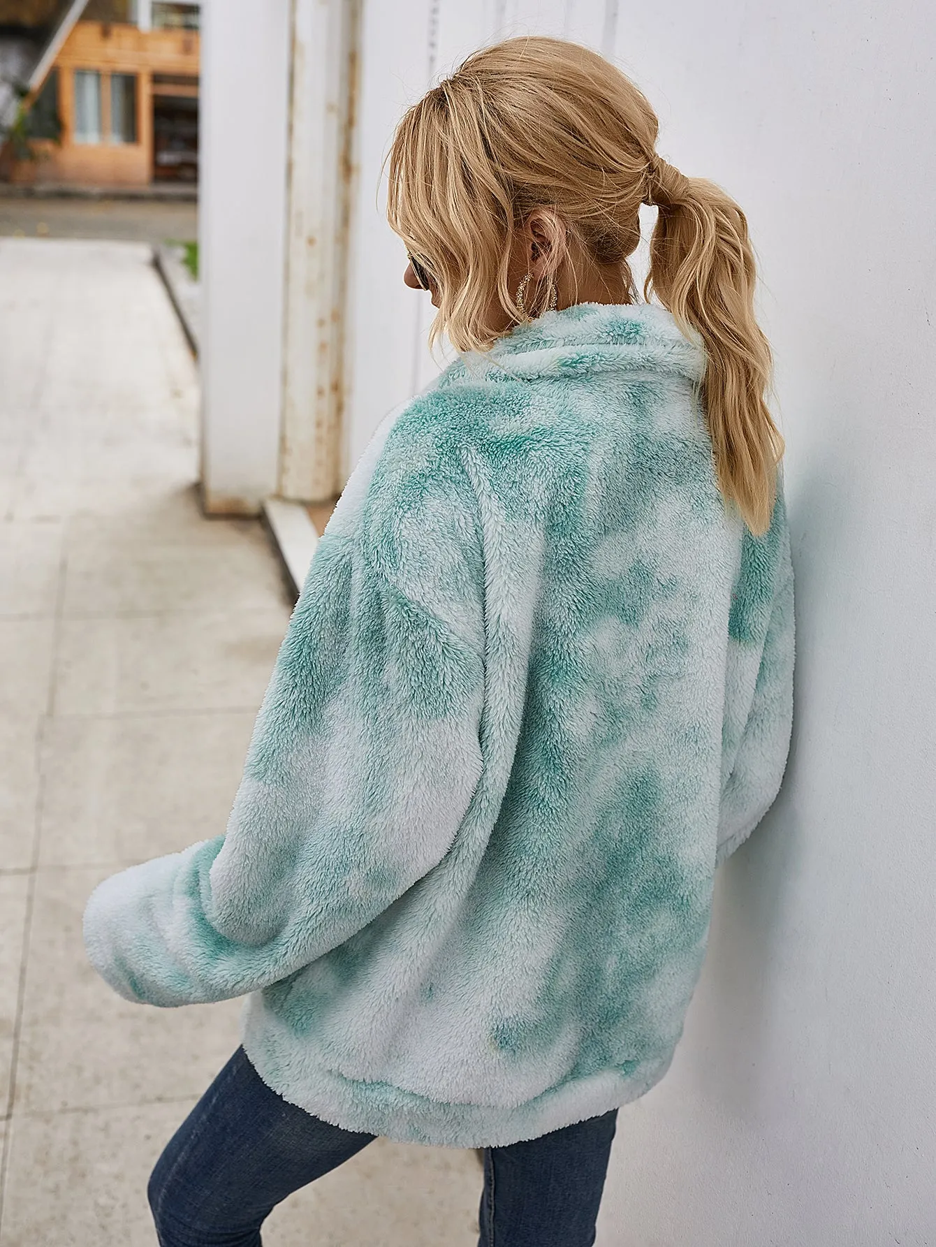 Tie Dye Shaggy Fleece Jacket