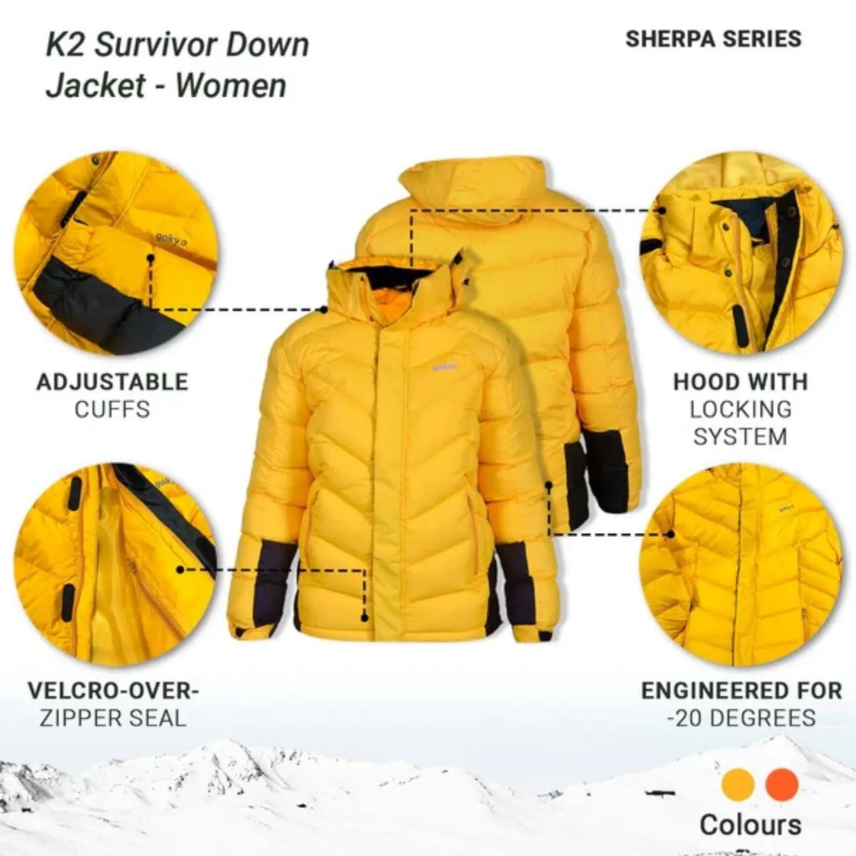 Women's K2 Survivor Jacket upto -20°C - Sherpa Series - Orange