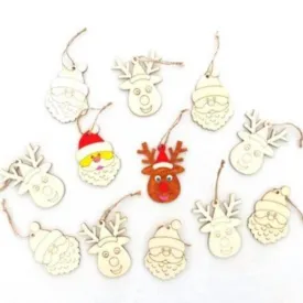 Wooden Christmas Shapes With Outline 12 Pieces